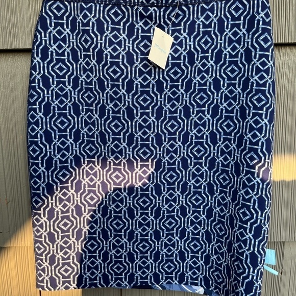 J. McLaughlin Halle Reversible Scuba Blue Queen Palm Rattan Pencil Skirt XS - Picture 5 of 12